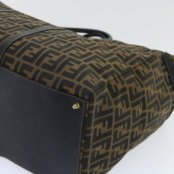 FENDI Zucca Canvas Boston Bag Brown Black Auth yk8493