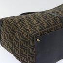FENDI Zucca Canvas Boston Bag Brown Black Auth yk8493-15