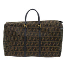 FENDI Zucca Canvas Boston Bag Brown Black Auth yk8493-13