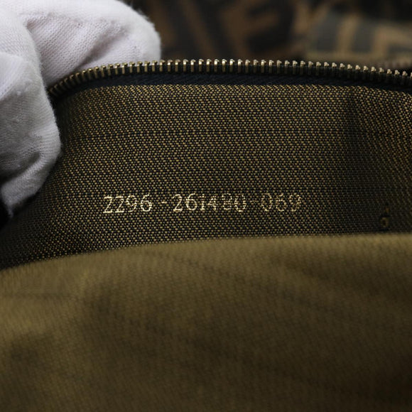 FENDI Zucca Canvas Boston Bag Brown Black Auth yk8493
