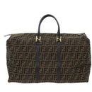 FENDI Zucca Canvas Boston Bag Brown Black Auth yk8493-2