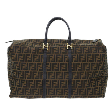 FENDI Zucca Canvas Boston Bag Brown Black Auth yk8493 - 0
