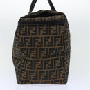 FENDI Zucca Canvas Boston Bag Brown Black Auth yk8493-4