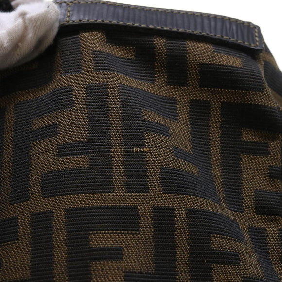 FENDI Zucca Canvas Boston Bag Brown Black Auth yk8493