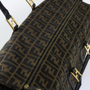 FENDI Zucca Canvas Boston Bag Brown Black Auth yk8493-7