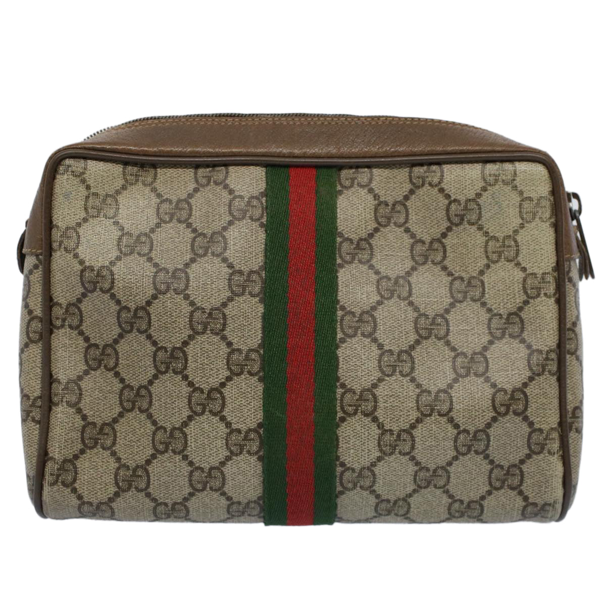 GUCCI GG Canvas Web Sherry Line Clutch Bag Beige Red Green 89.01.012 Auth yk8503 - 0