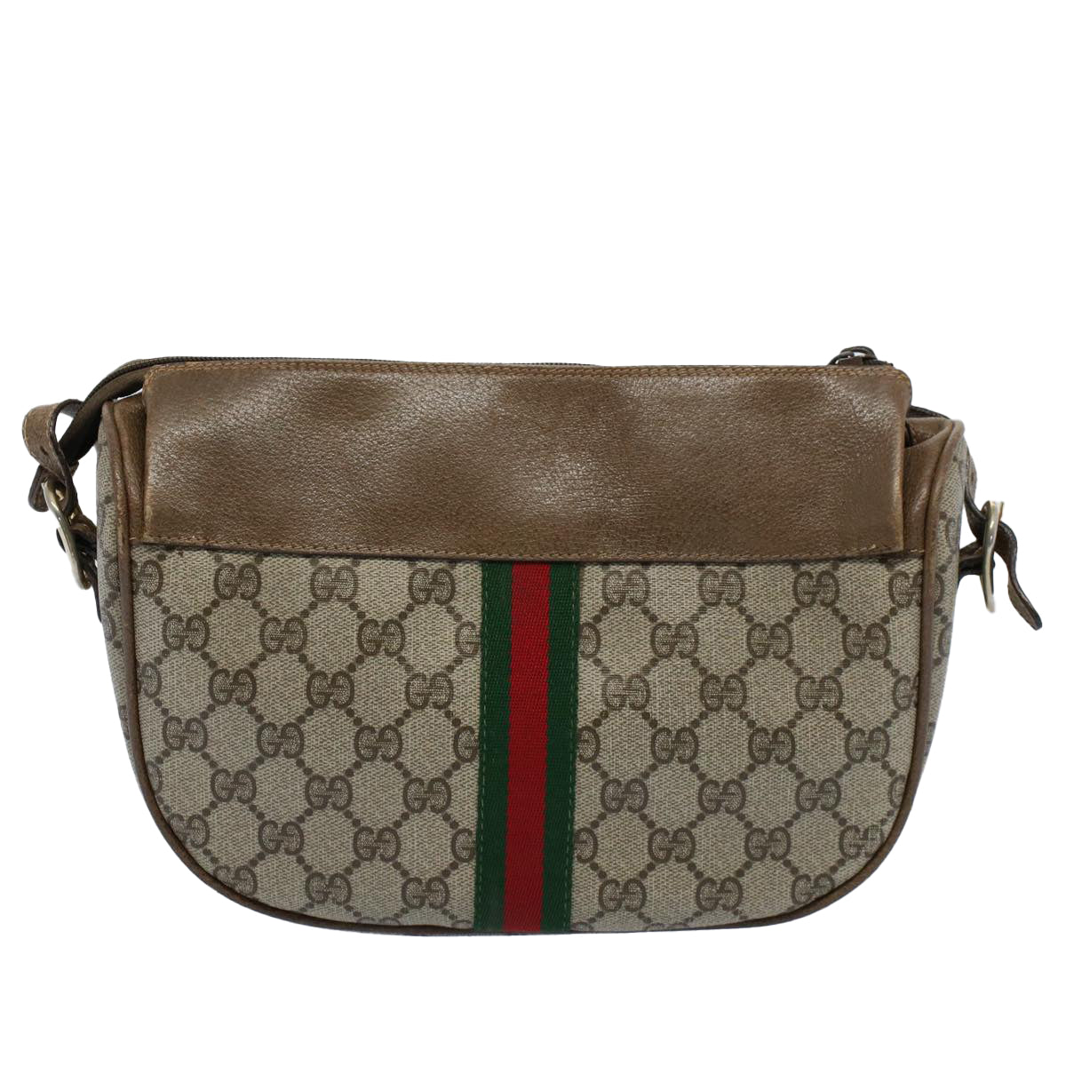 GUCCI GG Canvas Web Sherry Line Shoulder Bag Beige Green Red Auth yk8510 - 0