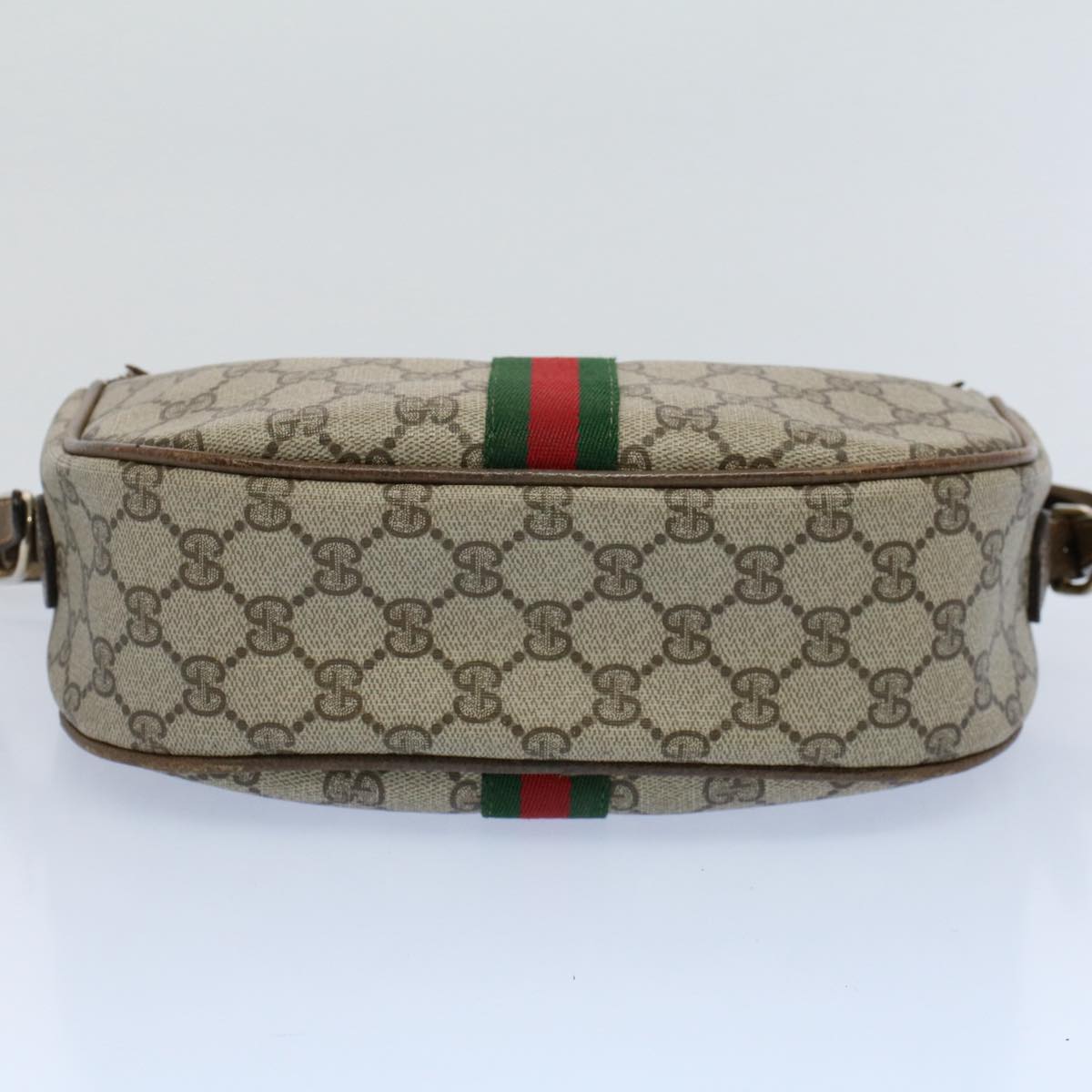 GUCCI GG Canvas Web Sherry Line Shoulder Bag Beige Green Red Auth yk8510