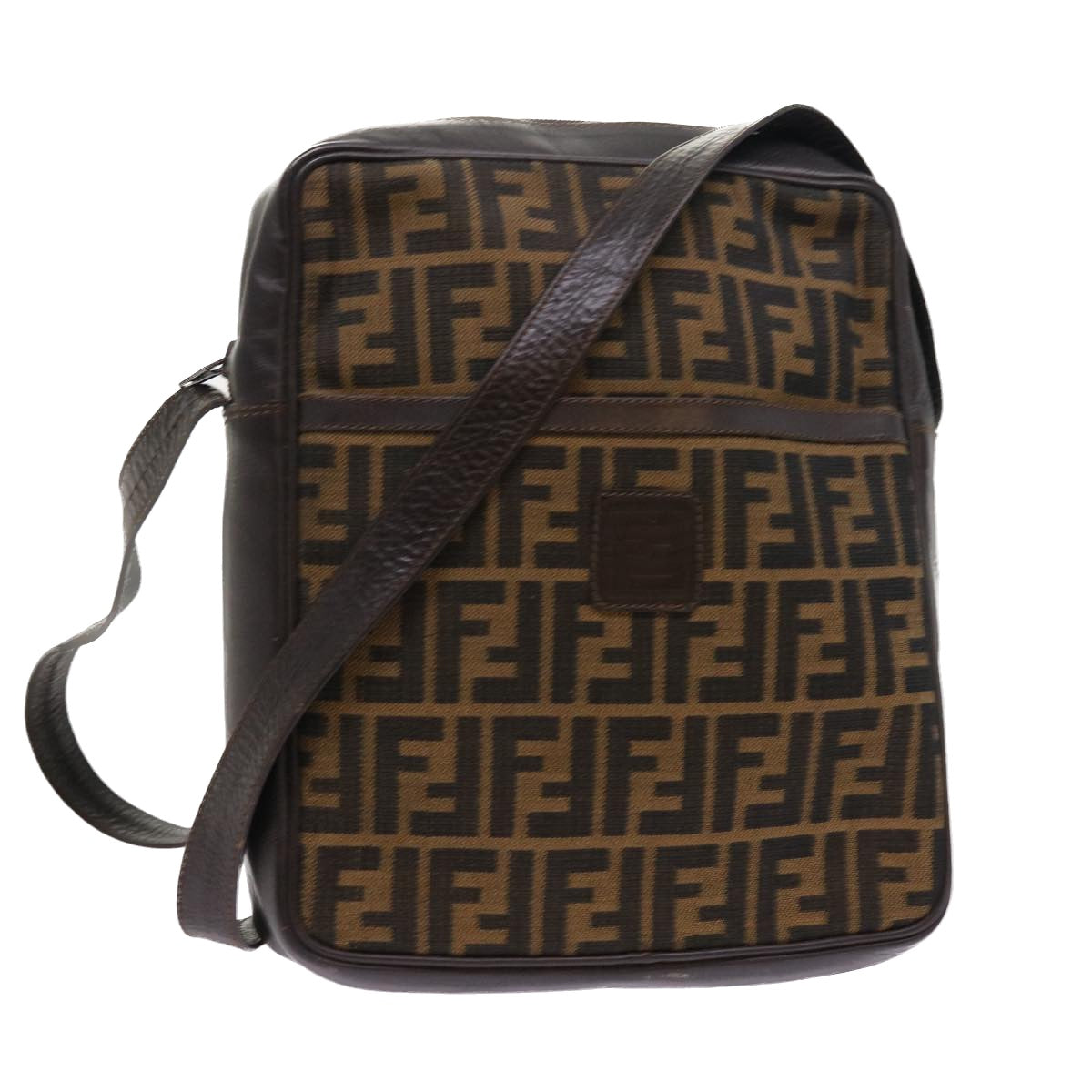 FENDI Zucca Canvas Shoulder Bag Vintage Brown Auth yk8520