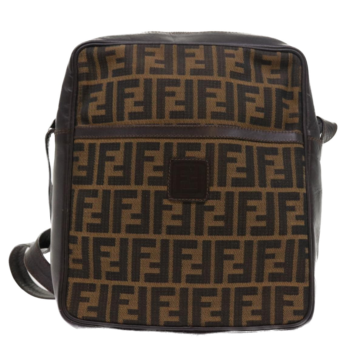 FENDI Zucca Canvas Shoulder Bag Vintage Brown Auth yk8520