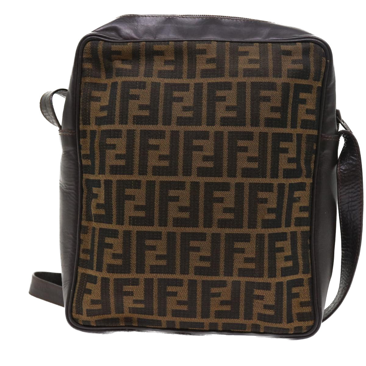 FENDI Zucca Canvas Shoulder Bag Vintage Brown Auth yk8520 - 0
