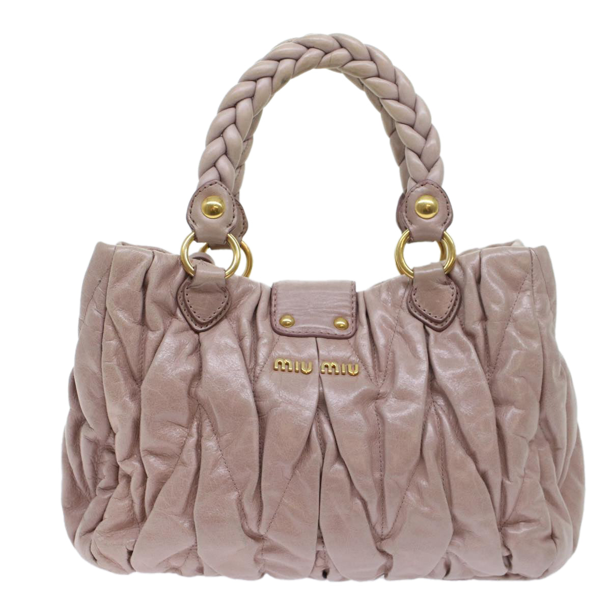 Miu Miu Hand Bag Leather 2way Pink Auth yk8525 - 0