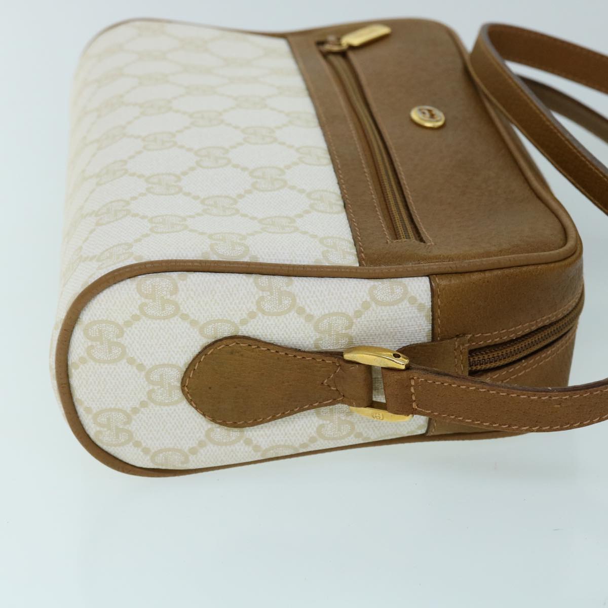 GUCCI GG Canvas Shoulder Bag PVC Leather Beige 119.02.087 Auth yk8537