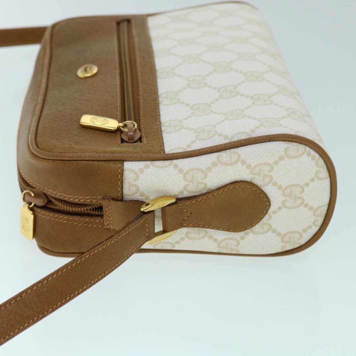 GUCCI GG Canvas Shoulder Bag PVC Leather Beige 119.02.087 Auth yk8537