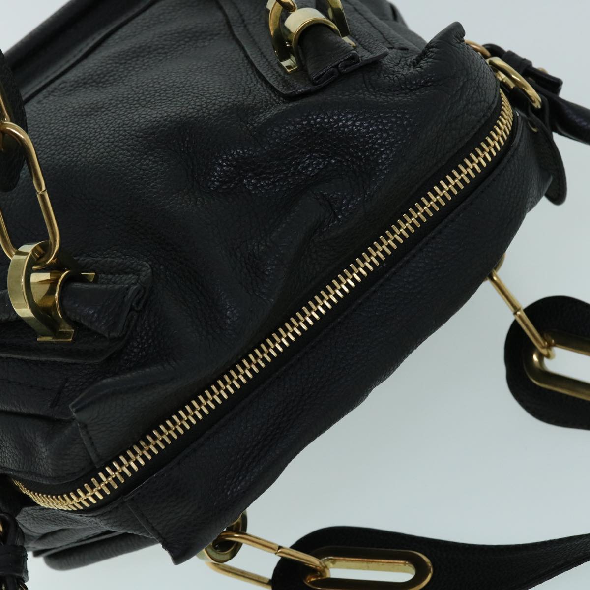 Chloe Shoulder Bag Leather 2way Black 01-13-50-65 Auth yk8538