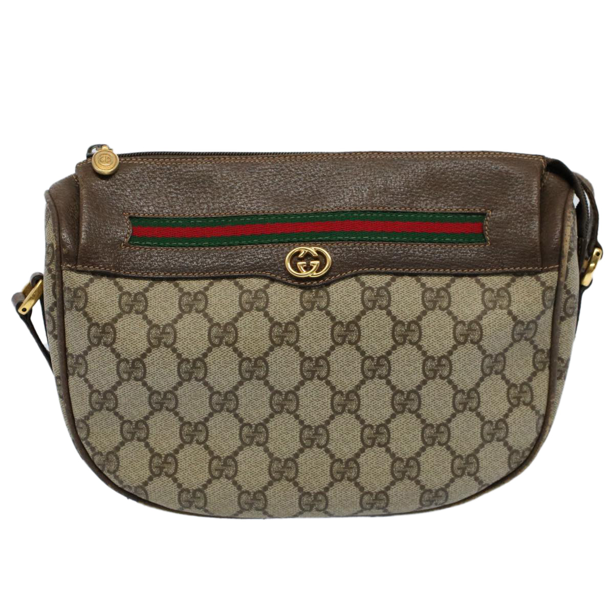 GUCCI GG Canvas Web Sherry Line Shoulder Bag Beige Red 001 115 0918 Auth yk8549