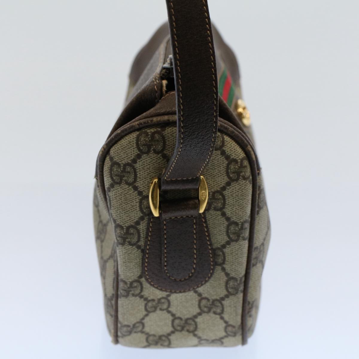 GUCCI GG Canvas Web Sherry Line Shoulder Bag Beige Red 001 115 0918 Auth yk8549