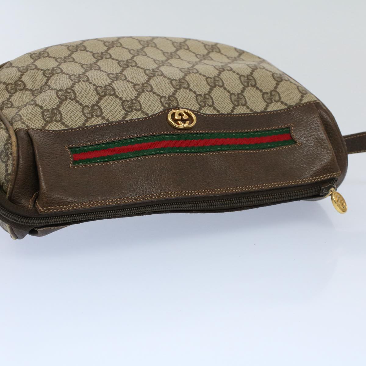 GUCCI GG Canvas Web Sherry Line Shoulder Bag Beige Red 001 115 0918 Auth yk8549