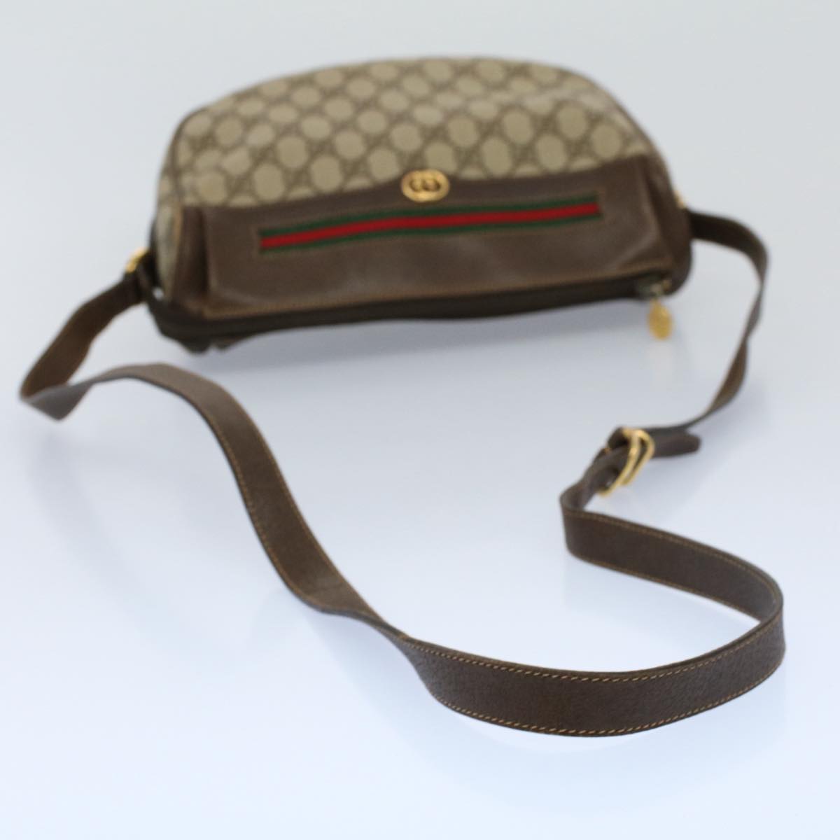 GUCCI GG Canvas Web Sherry Line Shoulder Bag Beige Red 001 115 0918 Auth yk8549