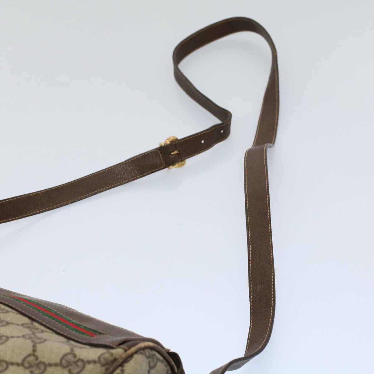 GUCCI GG Canvas Web Sherry Line Shoulder Bag Beige Red 001 115 0918 Auth yk8549