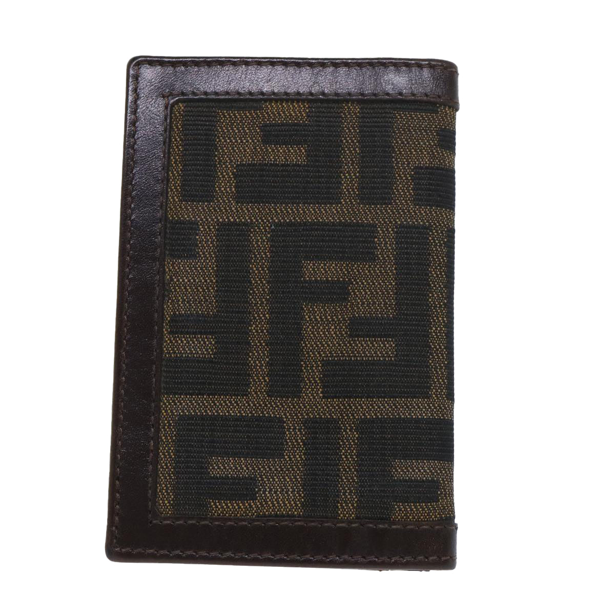 FENDI Zucca Canvas Card Case Black Brown Auth yk8552 - 0