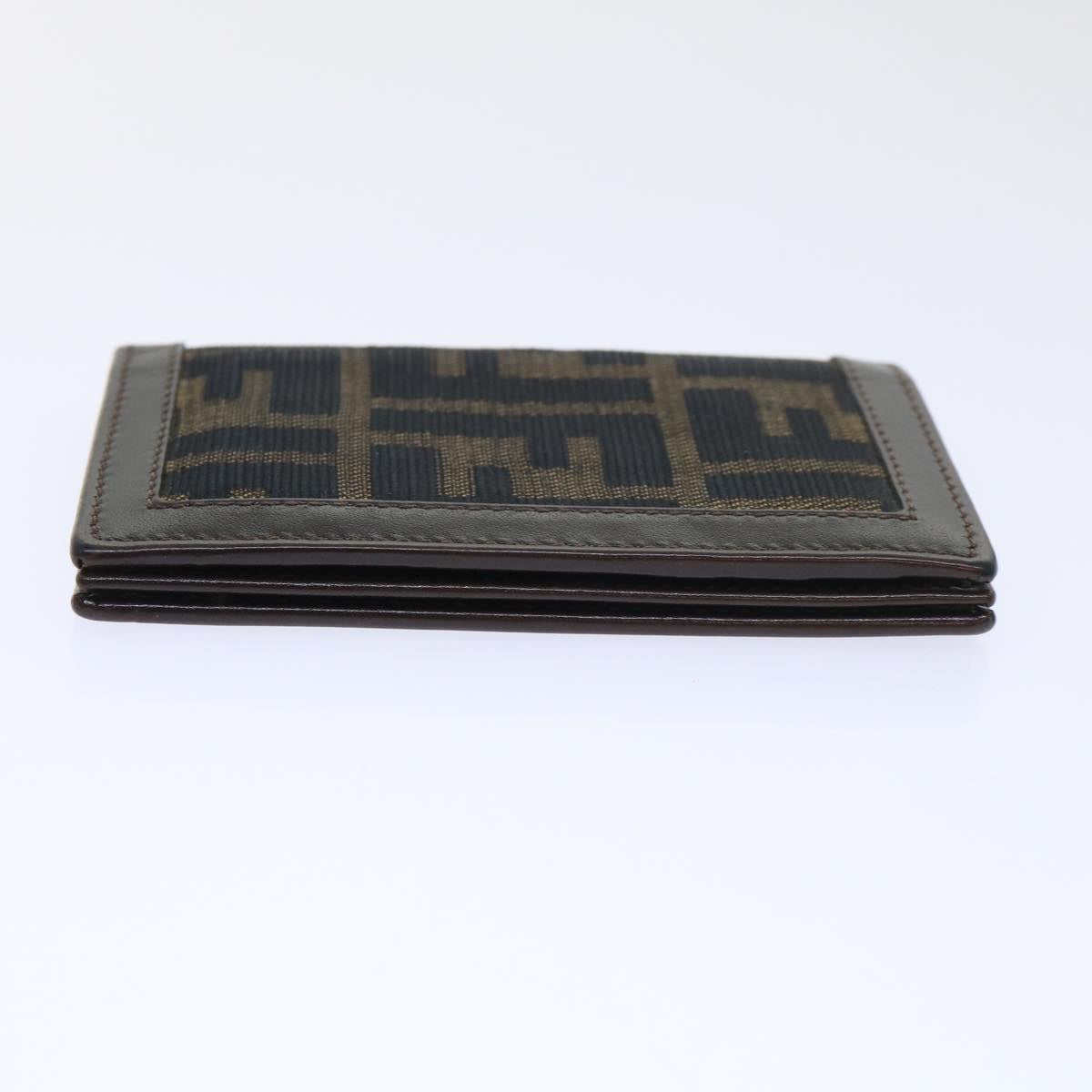FENDI Zucca Canvas Card Case Black Brown Auth yk8552