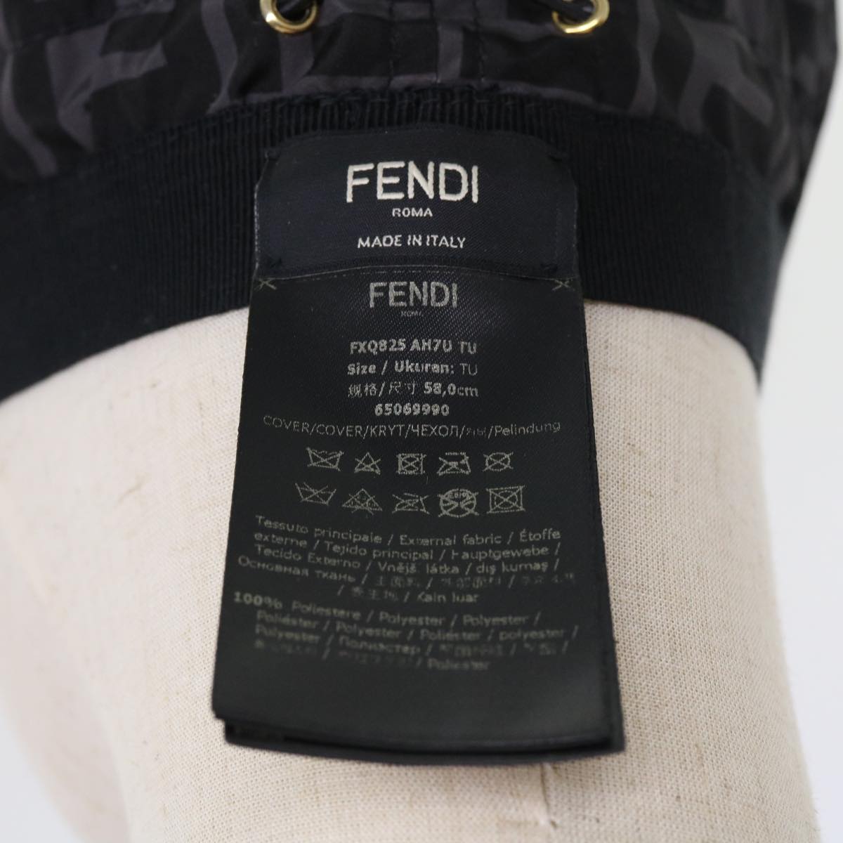 FENDI Zucca Canvas Cap Cover Black Auth yk8556