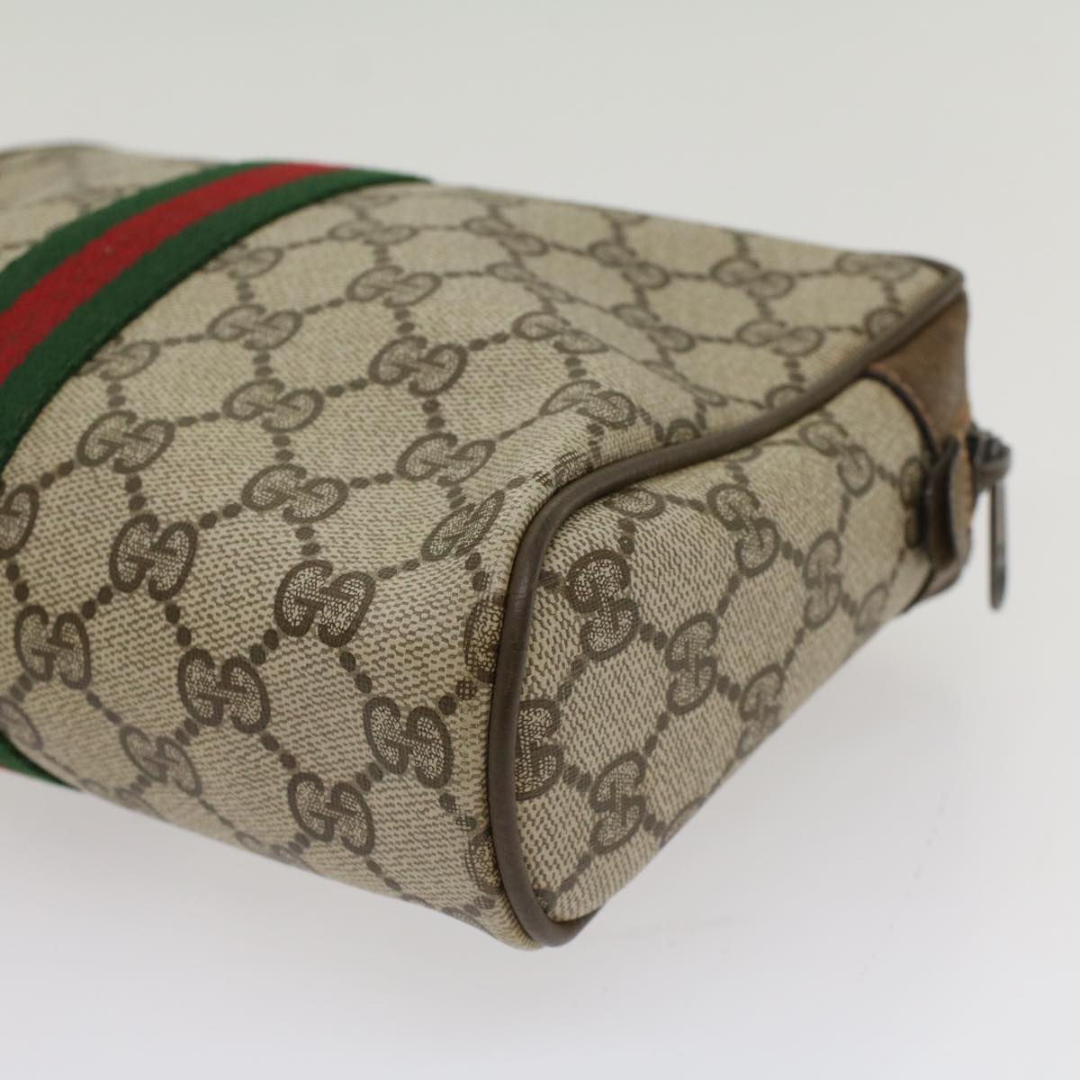 GUCCI GG Canvas Web Sherry Line Clutch Bag Beige Red Green 63.01.012 Auth yk8564