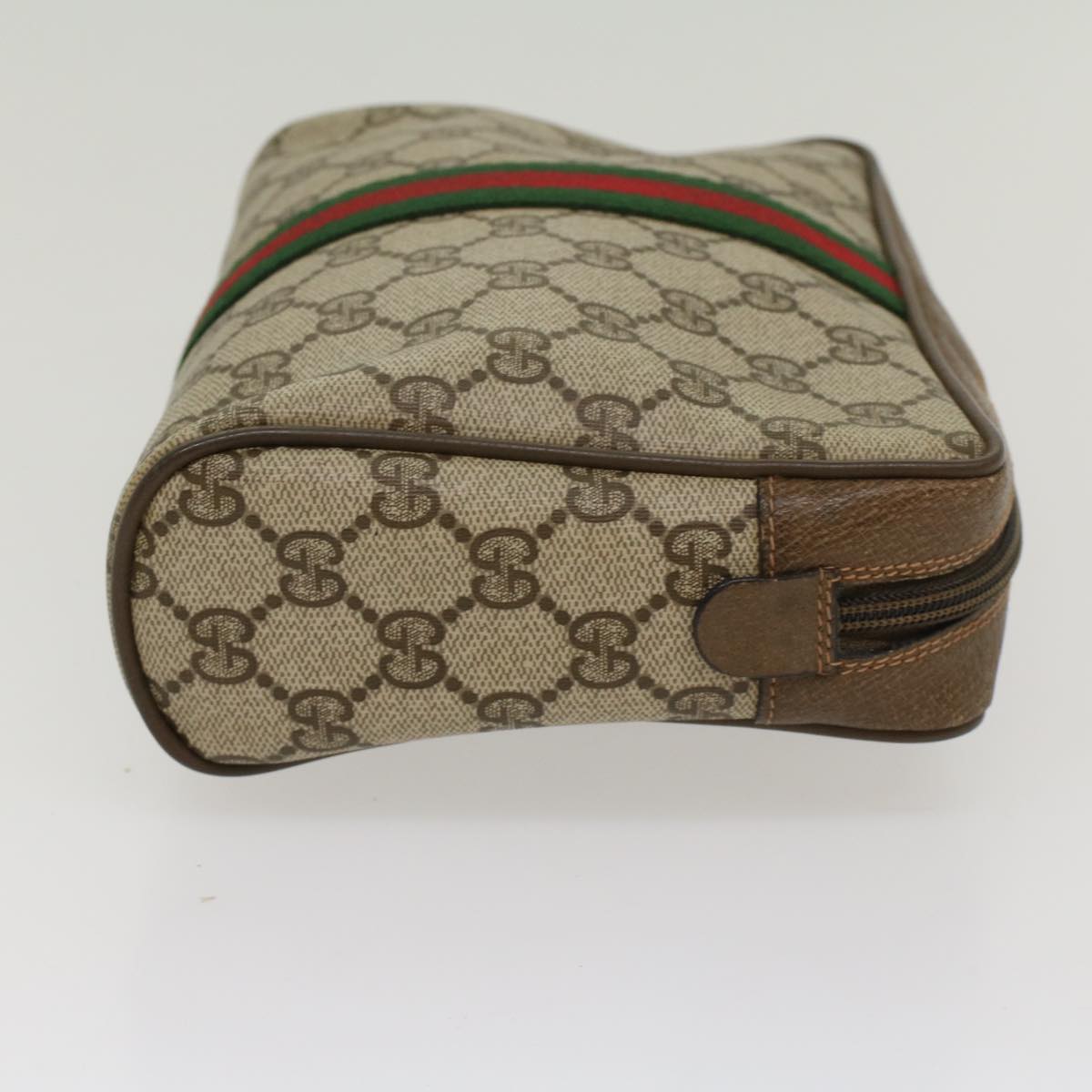 GUCCI GG Canvas Web Sherry Line Clutch Bag Beige Red Green 63.01.012 Auth yk8564