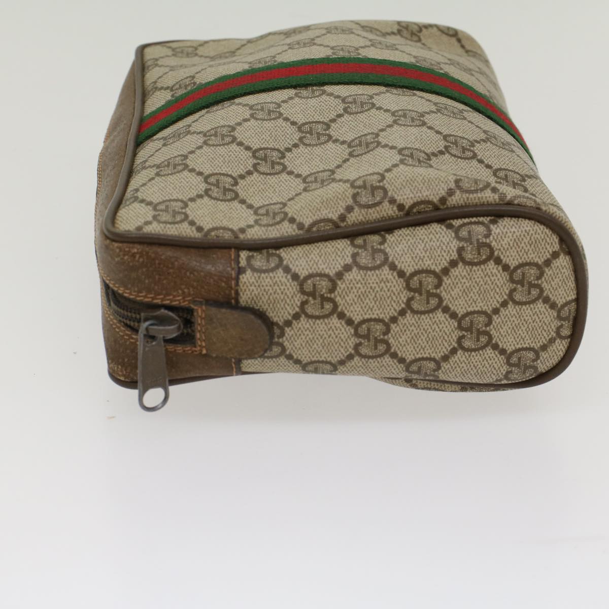 GUCCI GG Canvas Web Sherry Line Clutch Bag Beige Red Green 63.01.012 Auth yk8564