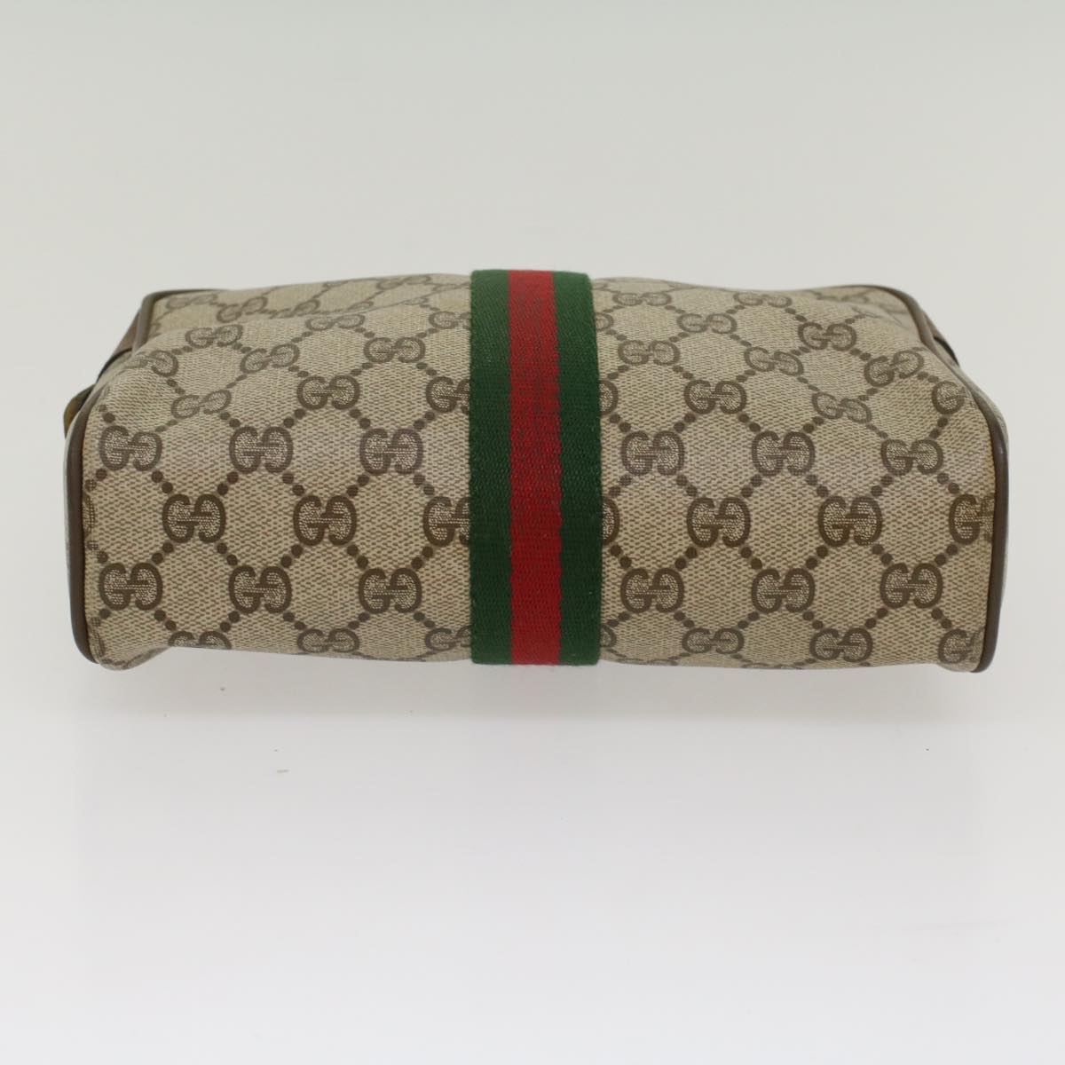 GUCCI GG Canvas Web Sherry Line Clutch Bag Beige Red Green 63.01.012 Auth yk8564