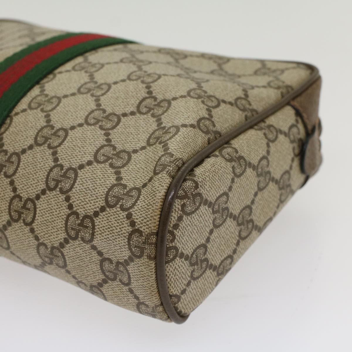 GUCCI GG Canvas Web Sherry Line Clutch Bag Beige Red Green 63.01.012 Auth yk8564