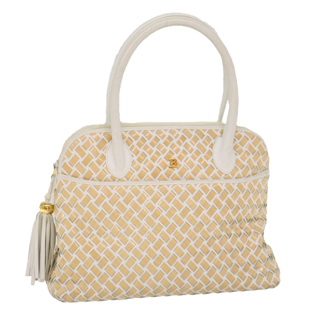 BALLY Hand Bag Patent leather Beige Auth yk8567