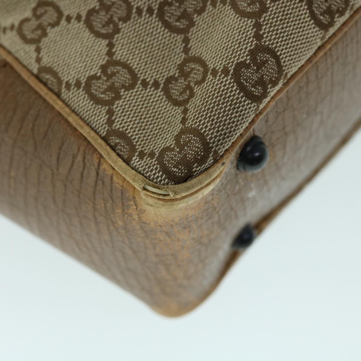 GUCCI GG Canvas Bamboo Hand Bag Beige 112530 Auth yk8569