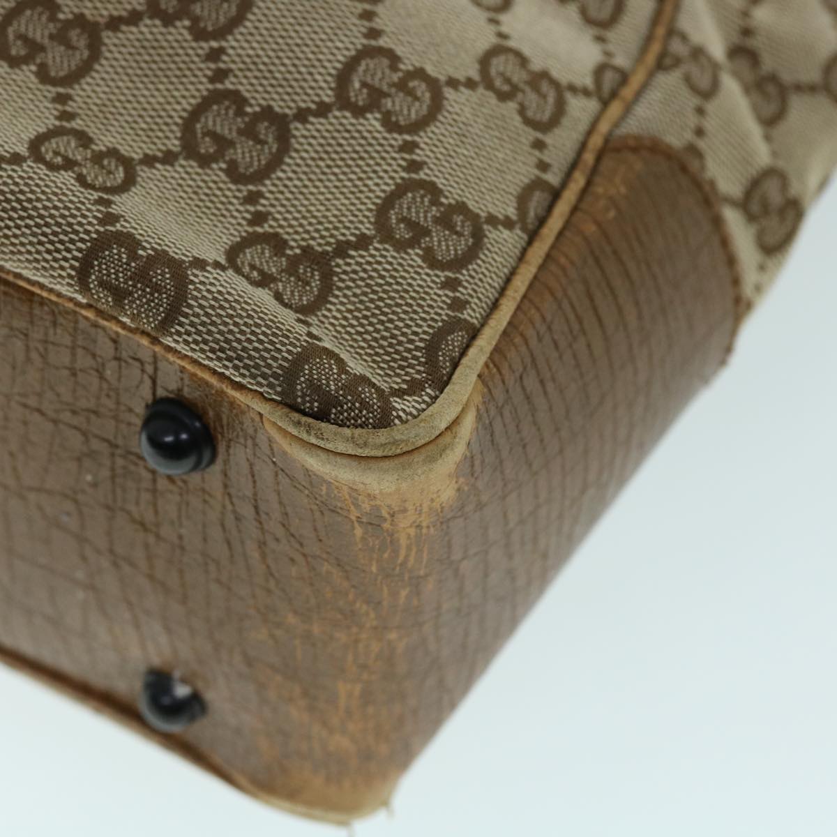 GUCCI GG Canvas Bamboo Hand Bag Beige 112530 Auth yk8569