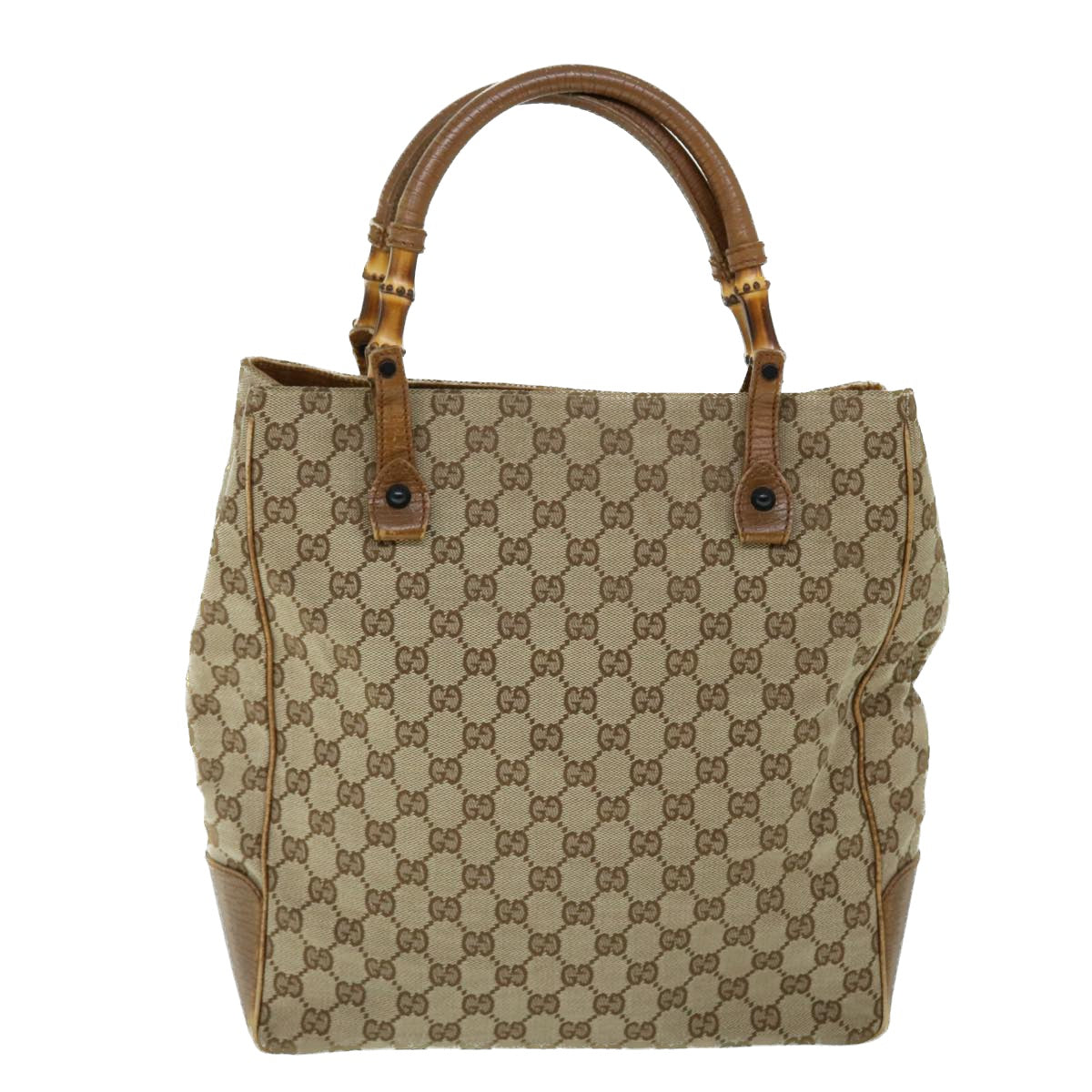 GUCCI GG Canvas Bamboo Hand Bag Beige 112530 Auth yk8569 - 0