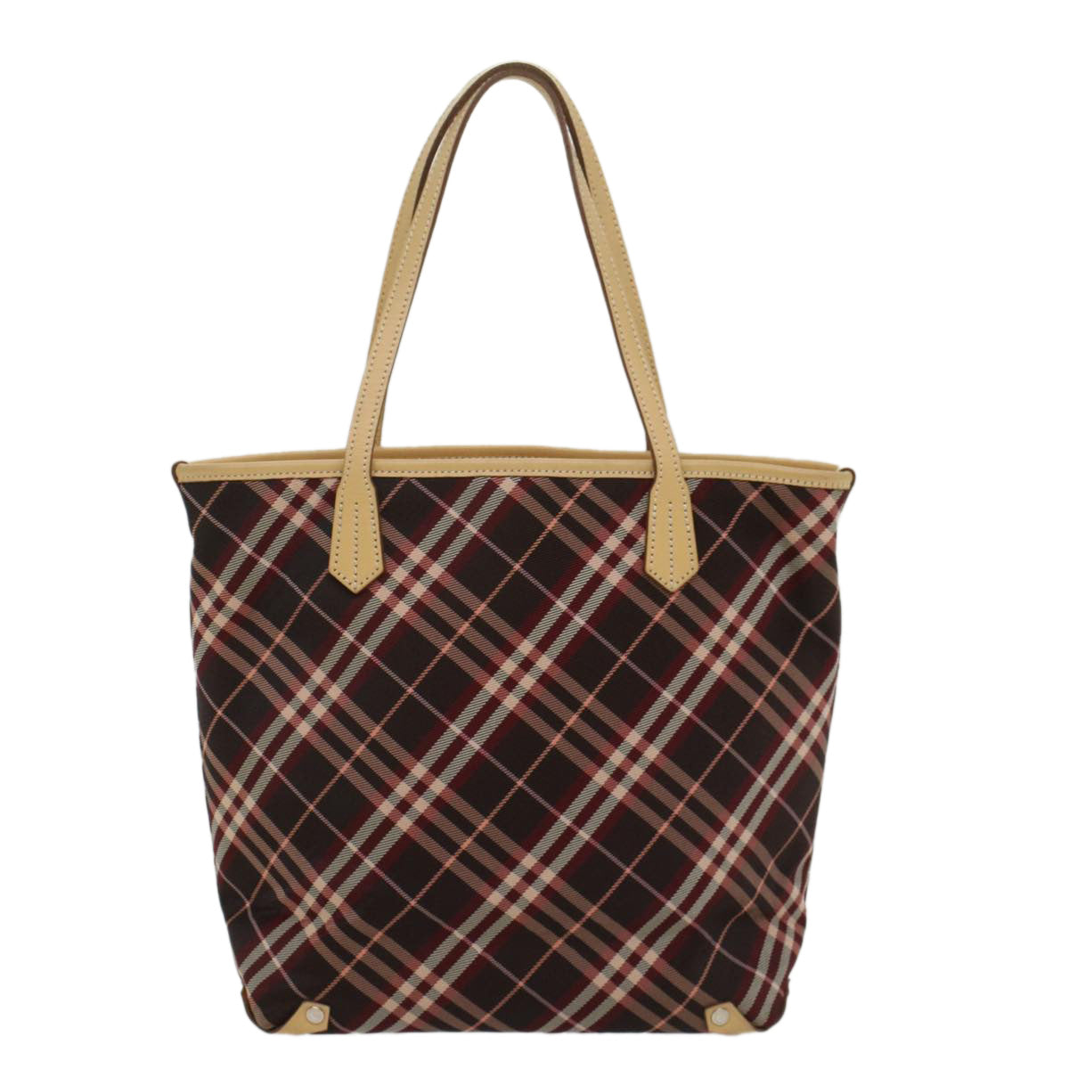 BURBERRY Nova Check Blue Label Tote Bag Nylon Red Auth yk8570 - 0