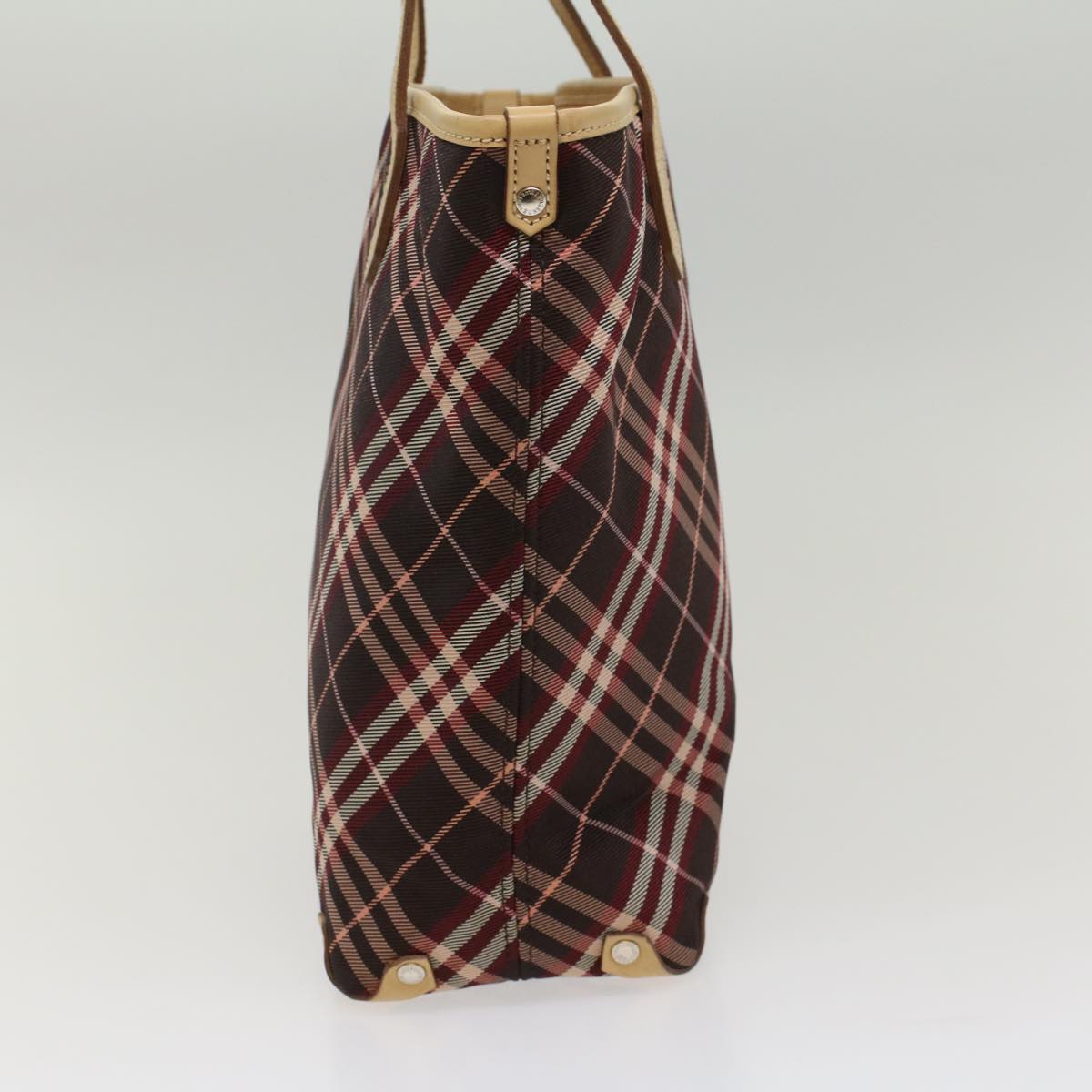 BURBERRY Nova Check Blue Label Tote Bag Nylon Red Auth yk8570