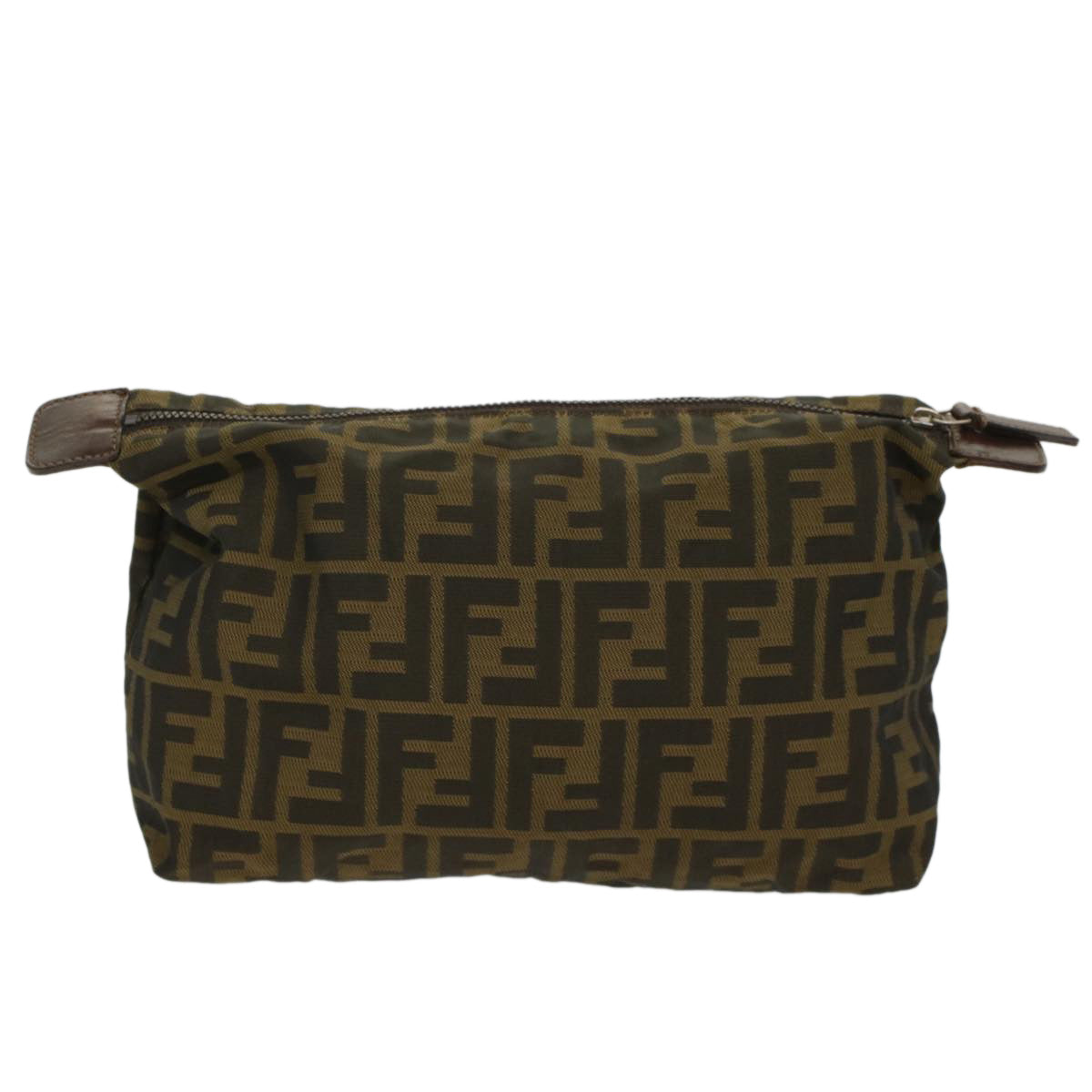 FENDI Zucca Canvas Pouch Black Brown Auth yk8572