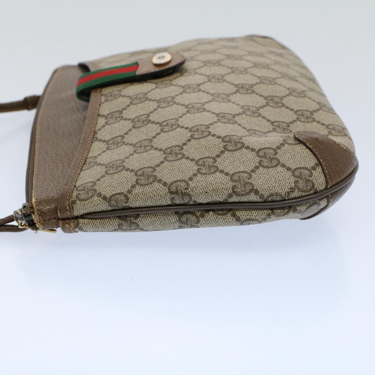 GUCCI GG Canvas Web Sherry Line Shoulder Bag Beige Red 904.02.026 Auth yk8573