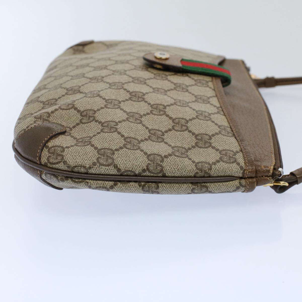 GUCCI GG Canvas Web Sherry Line Shoulder Bag Beige Red 904.02.026 Auth yk8573