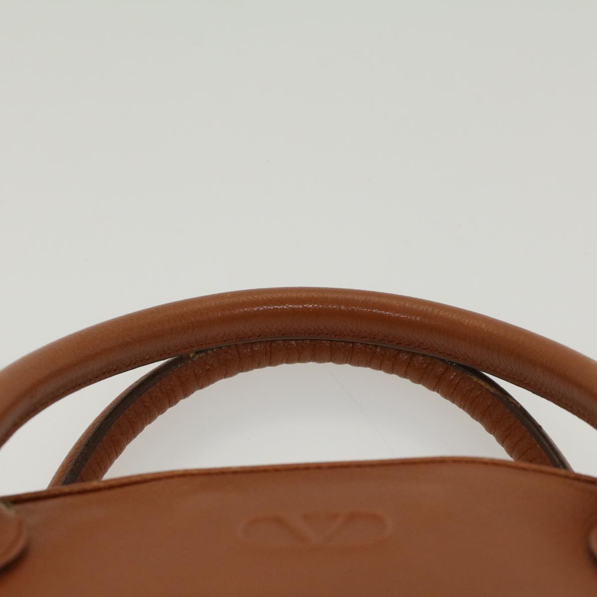 VALENTINO Fringe Hand Bag Leather Brown Auth yk8582