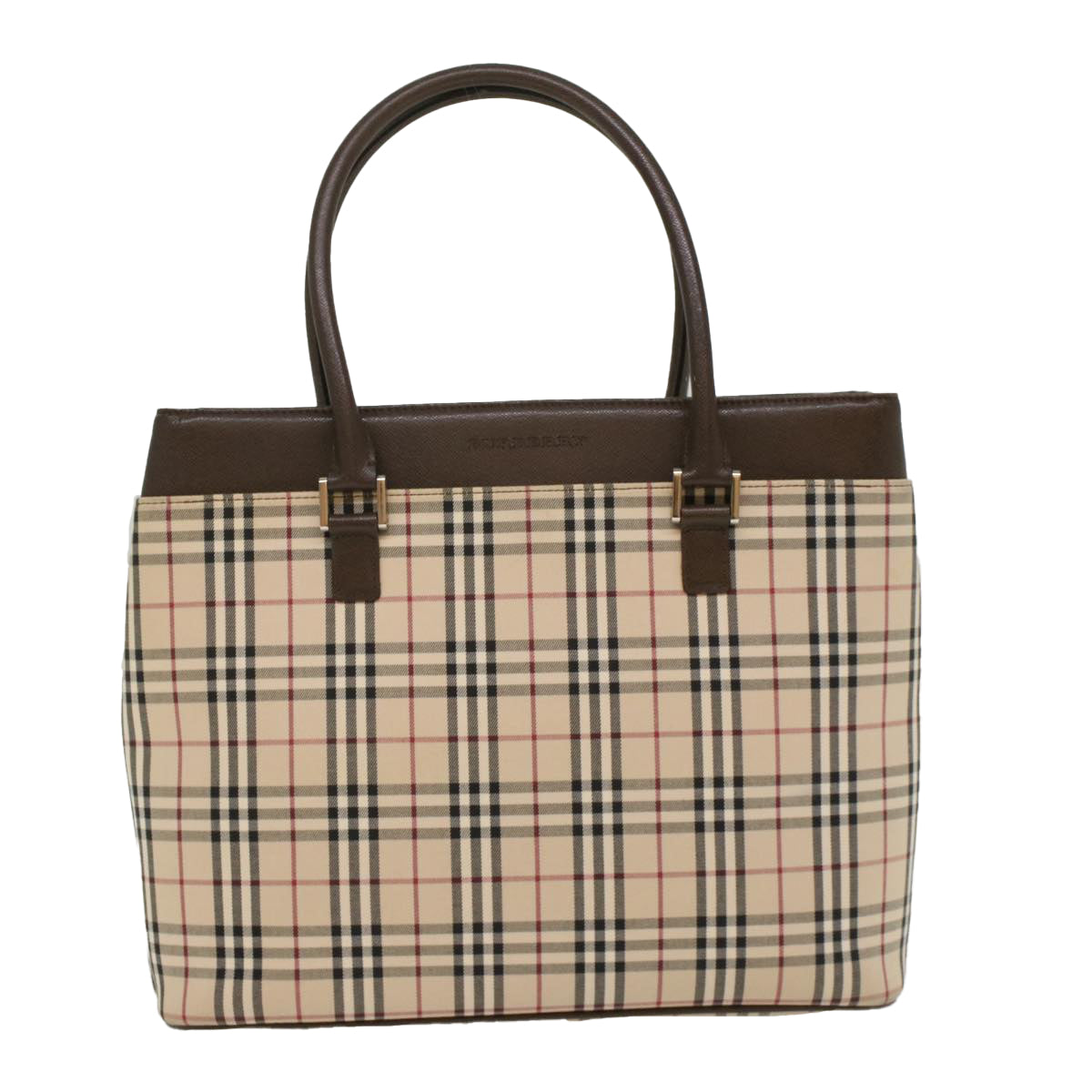 BURBERRY Nova Check Tote Bag Nylon Leather Beige Auth yk8590