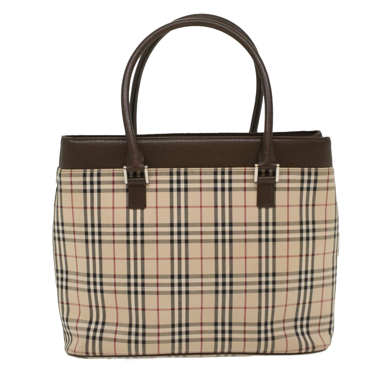 BURBERRY Nova Check Tote Bag Nylon Leather Beige Auth yk8590 - 0