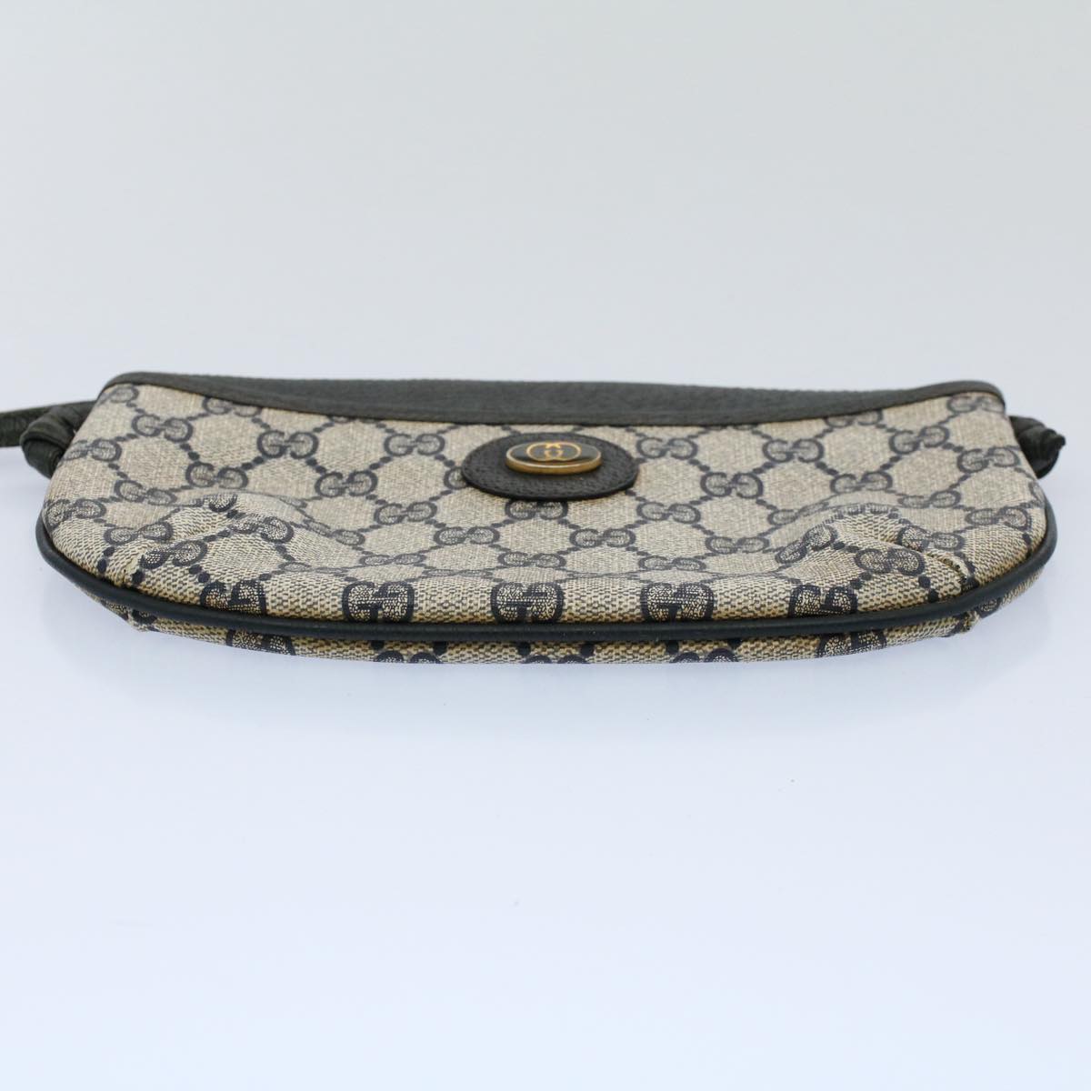 GUCCI GG Canvas Shoulder Bag PVC Leather Gray Navy 904.02.020 Auth yk8603