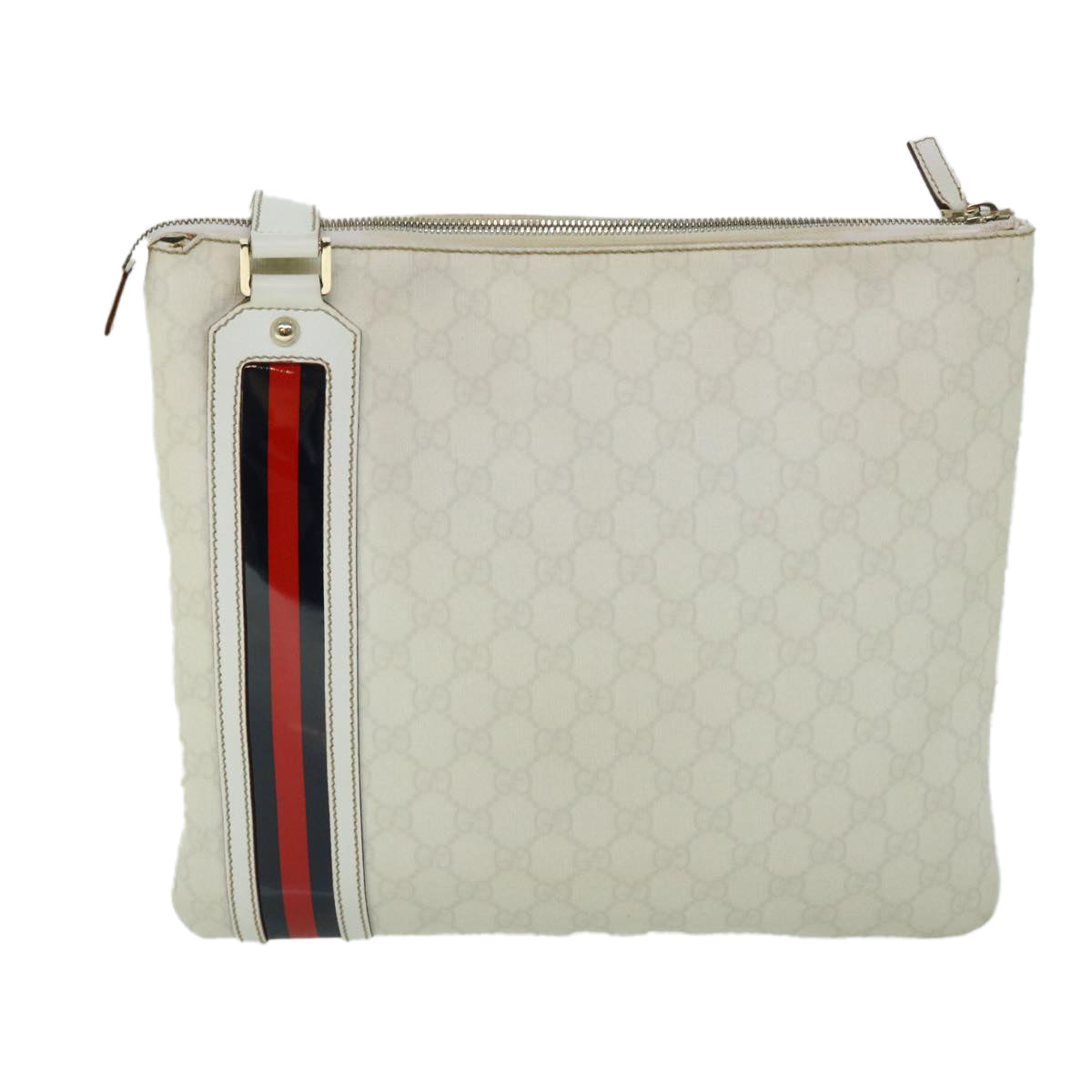 GUCCI GG Canvas Sherry Line Shoulder Bag White Red Navy 152608 Auth yk8621 - 0