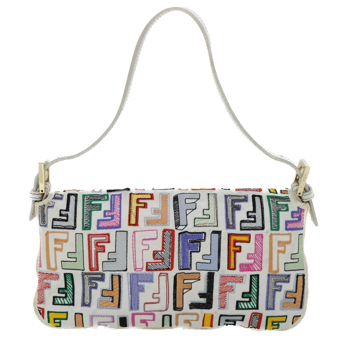 FENDI Zucca Canvas Embroidery Mamma Baguette Bag 2way Multicolor Auth yk8631A