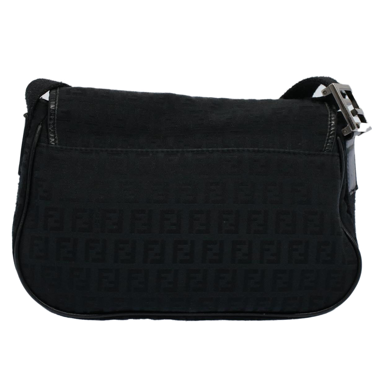 FENDI Zucchino Canvas Shoulder Bag Black Auth yk8645 - 0