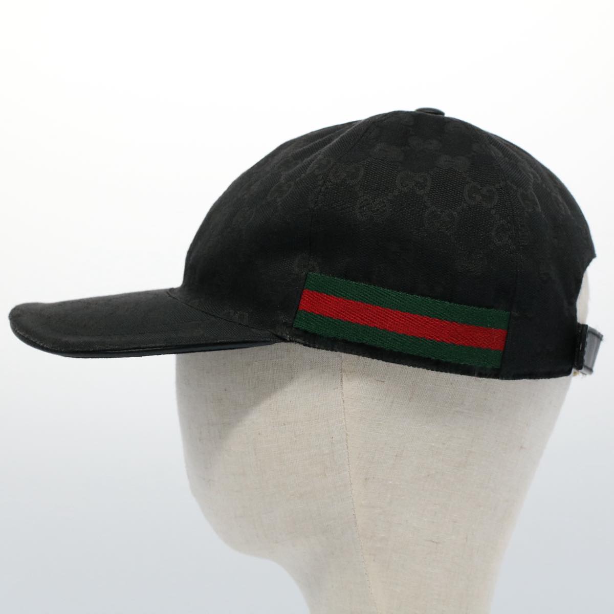 GUCCI GG Canvas Web Sherry Line Cap L Red Black Green 200035 Auth yk8647