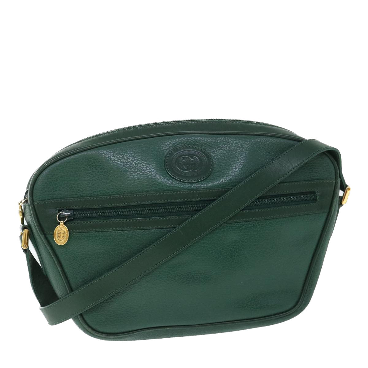 GUCCI Shoulder Bag Leather Green 001 093 1050 Auth yk8648